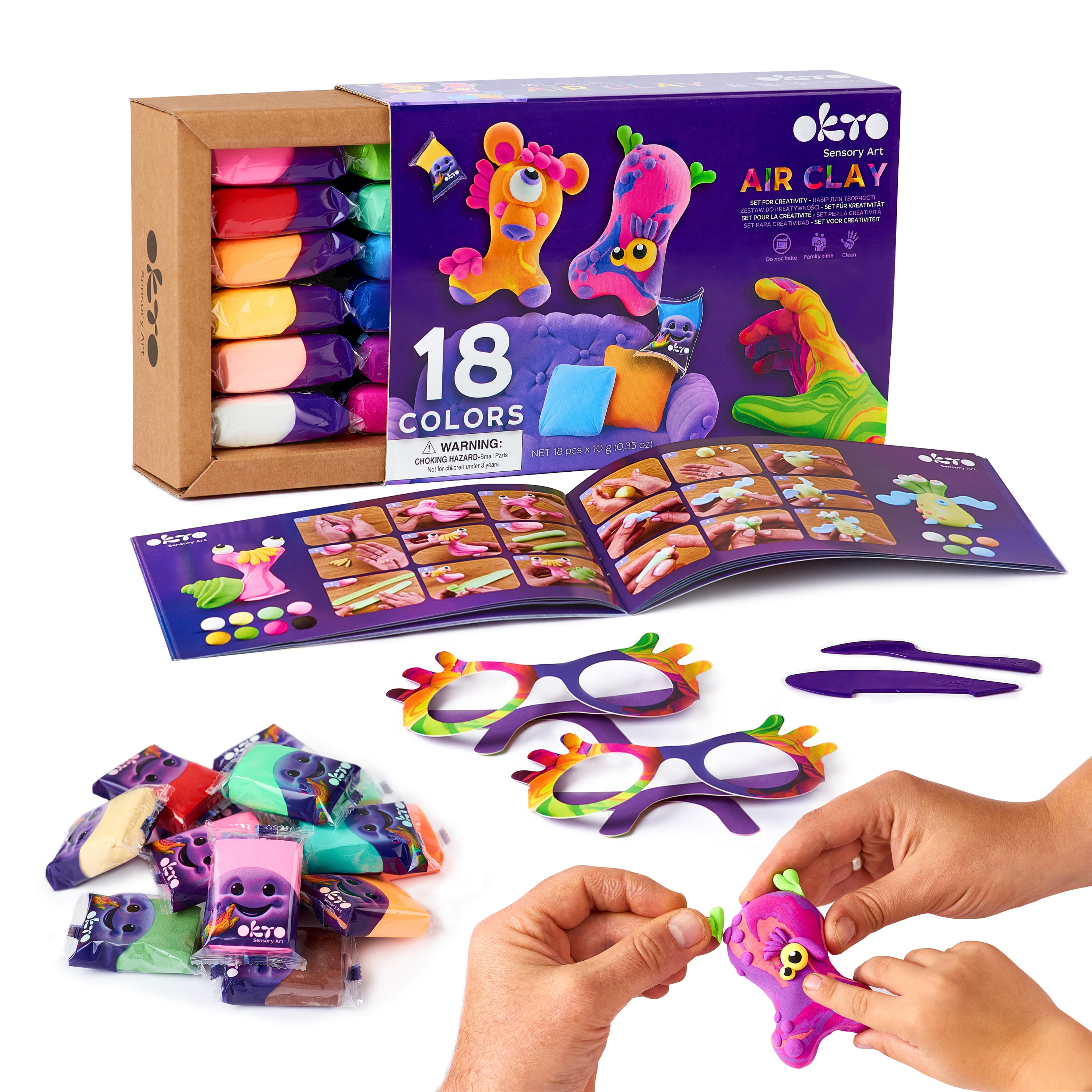OKTO Samoschnoucí modelovací hmota set 18 barev