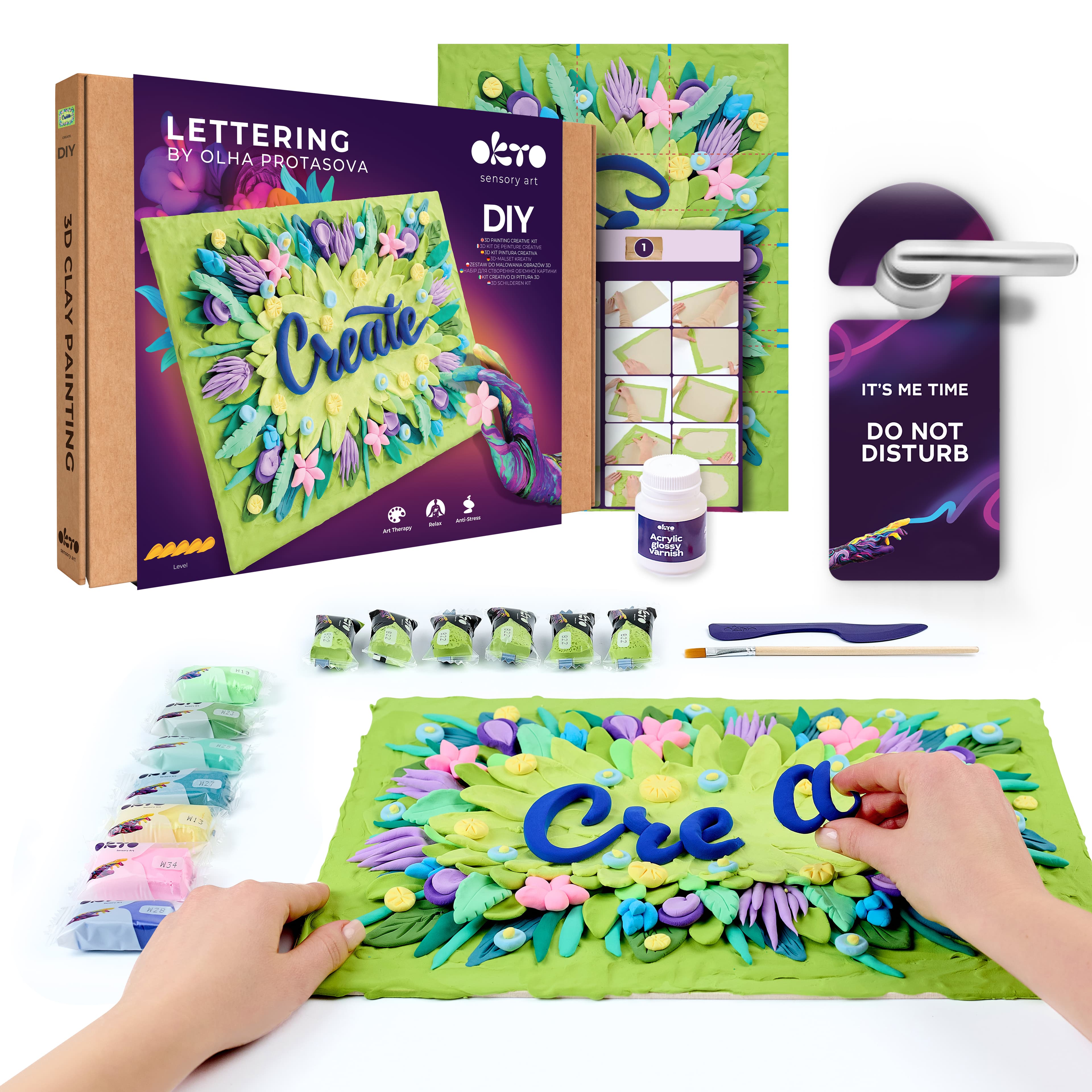 OKTO Lettering Výtvarný set malování hmotou "CREATE" 30x40 cm