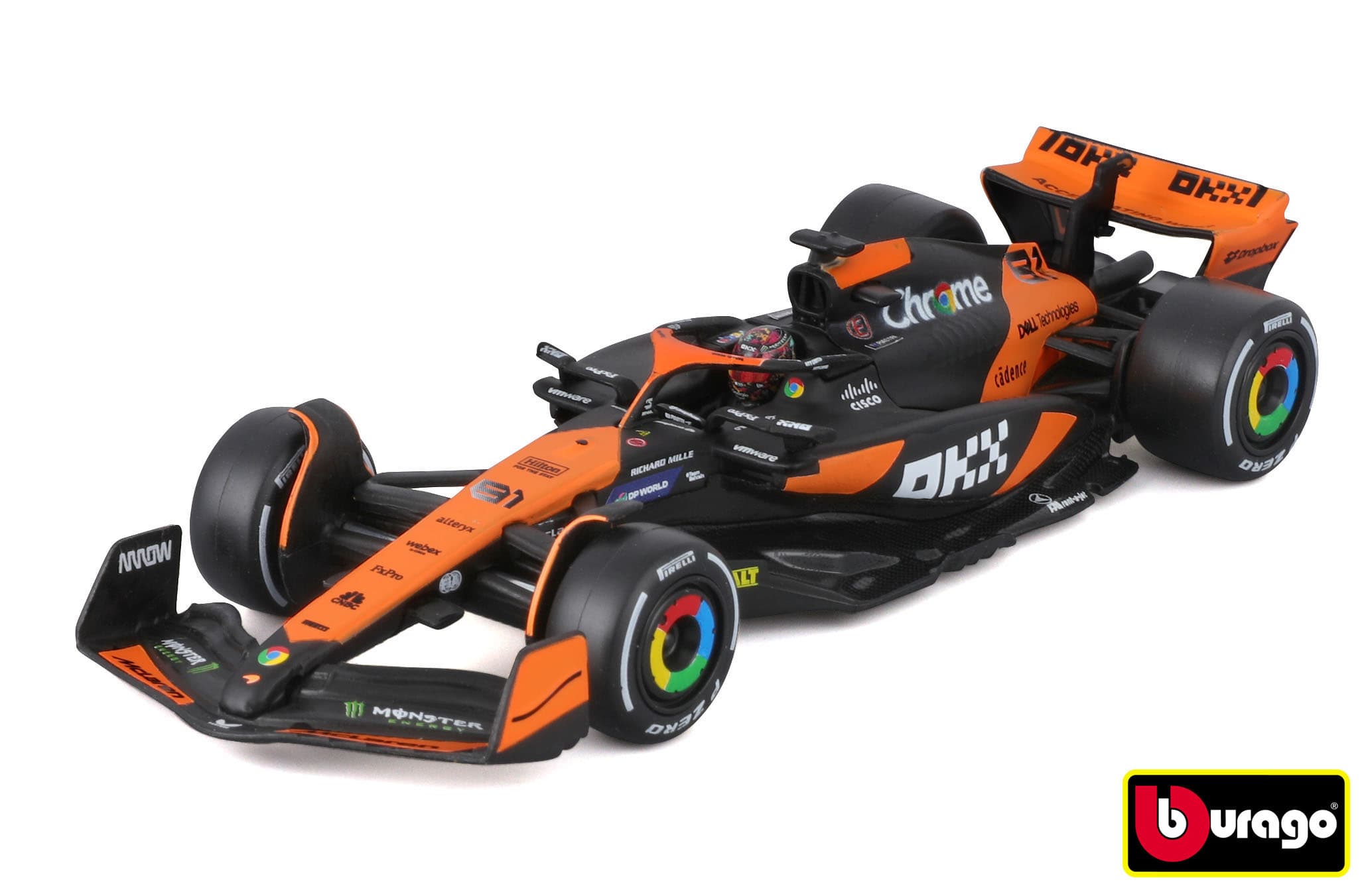 Bburago 1:43 RACE Formula F1 - McLaren F1 Team MCL38 (2024) #81 (Oscar Piastri) - with driver and de