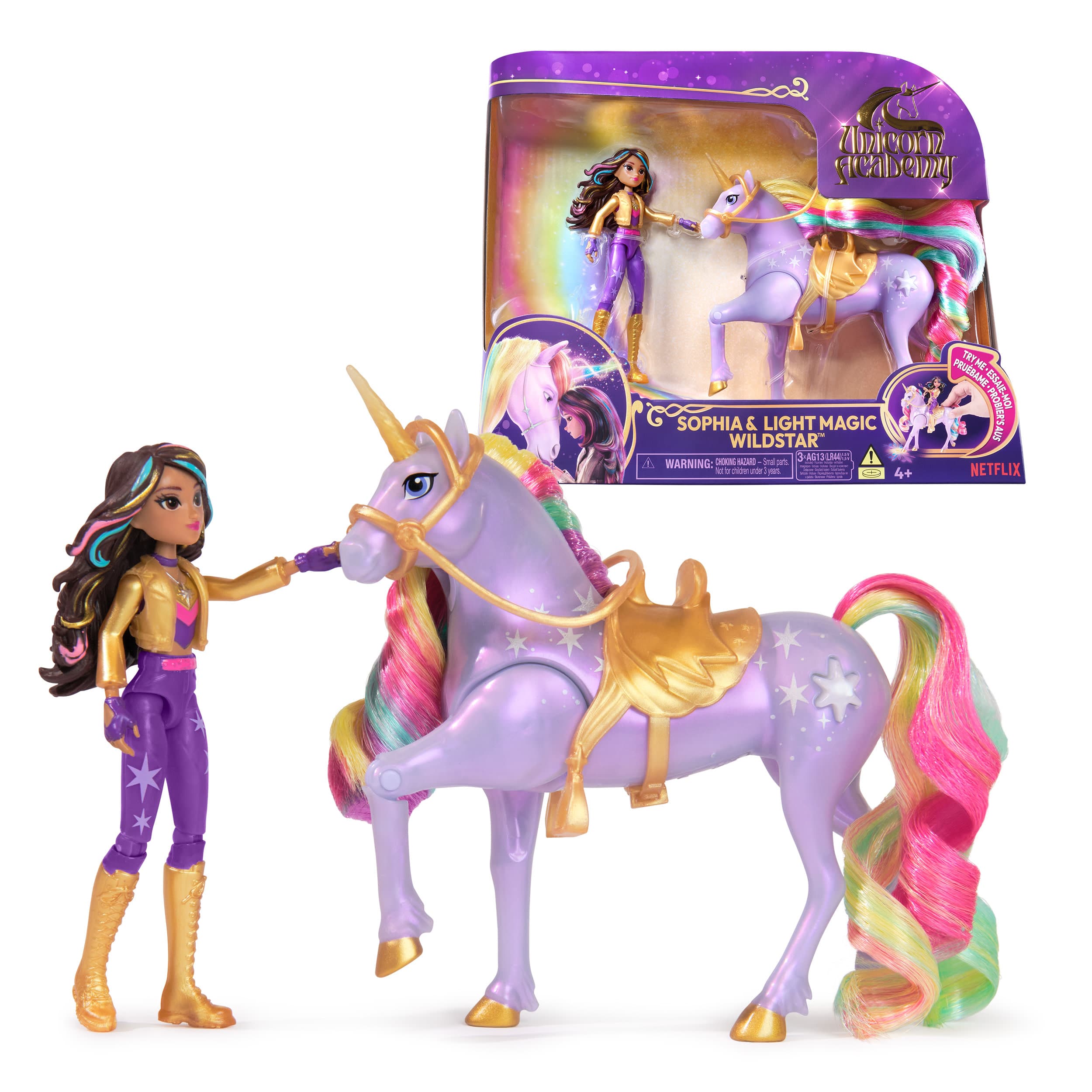 UNICORN ACADEMY SVĚTELNÝ JEDNOROŽEC A FIGURKA 11 CM SOPHIA & WILDSTAR