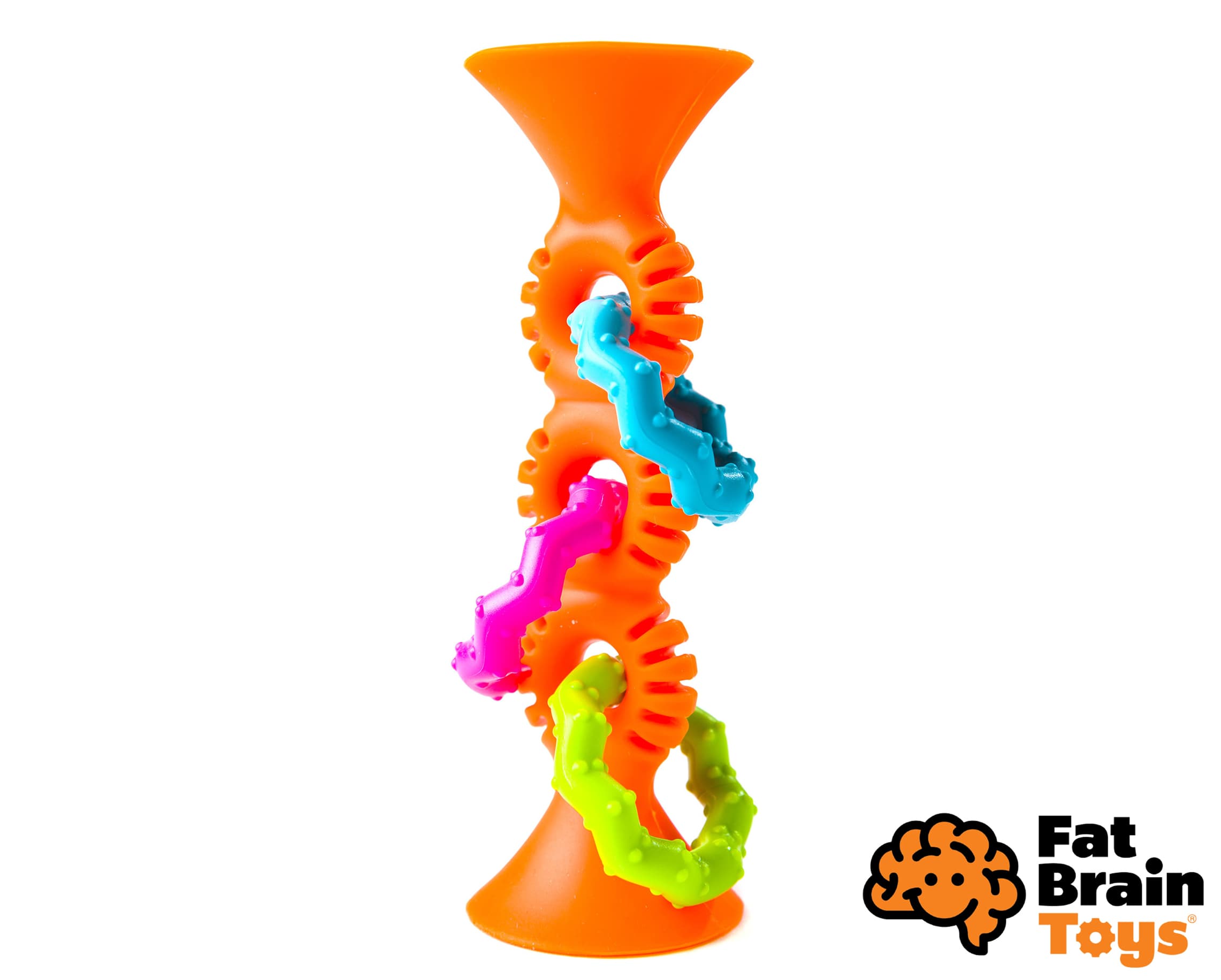 Fat Brain chrastítko pipSquiz Loops oranžové 15 cm