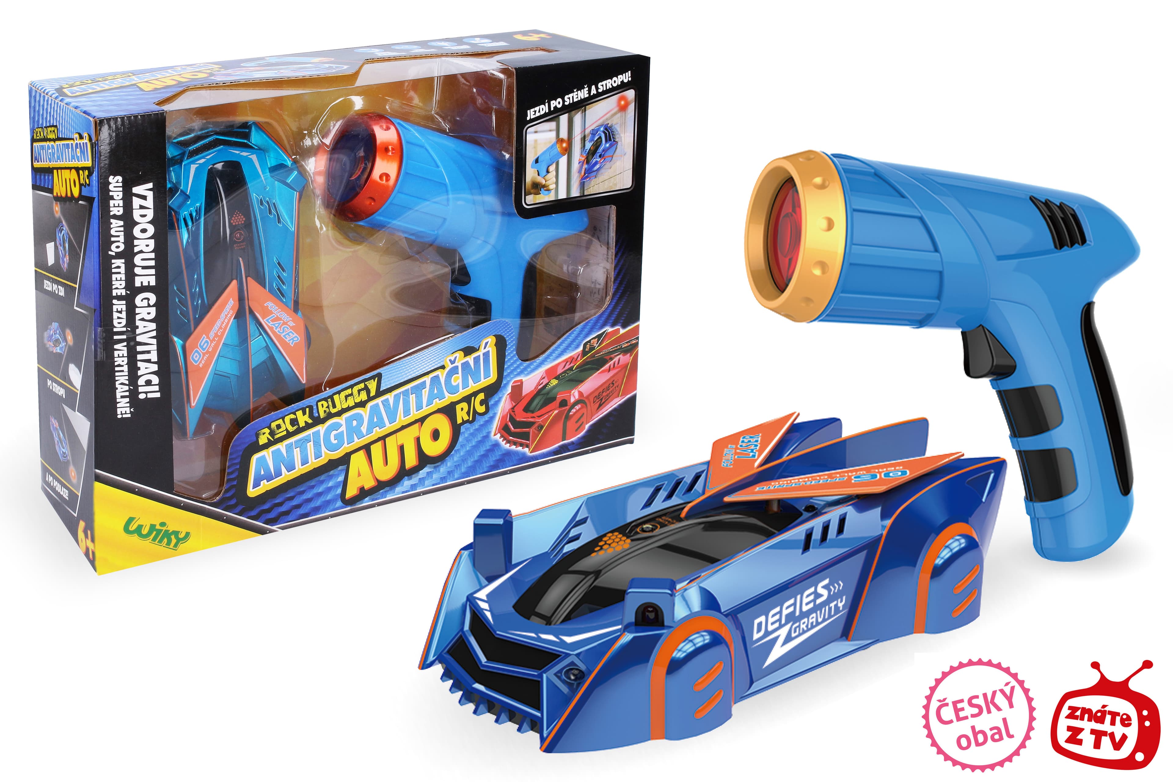 ROCK BUGGY Auto antigravitační RC s laserem 15 cm modré - Český obal