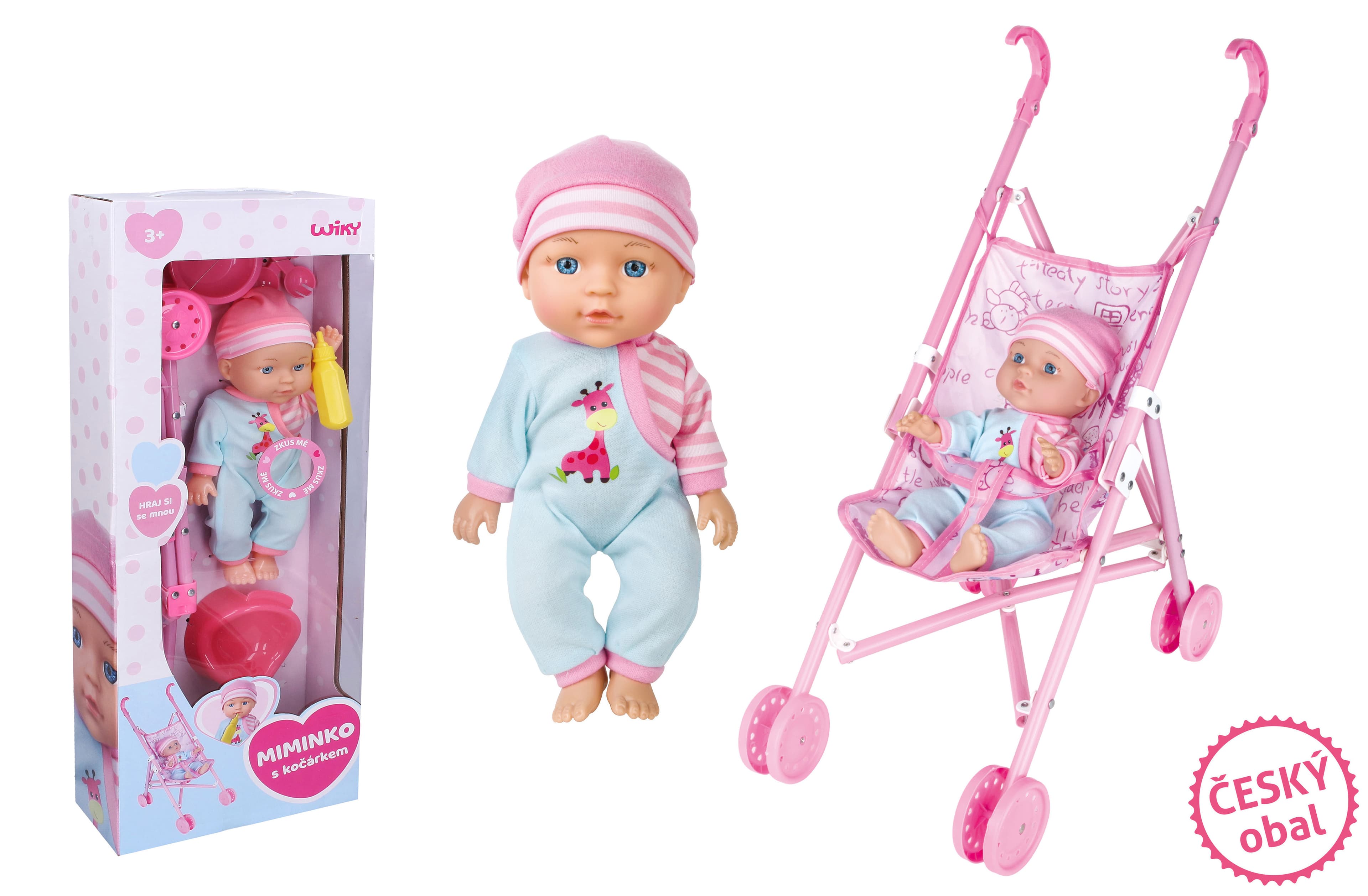 Miminko se zvuky a kočárkem 27 cm - český obal