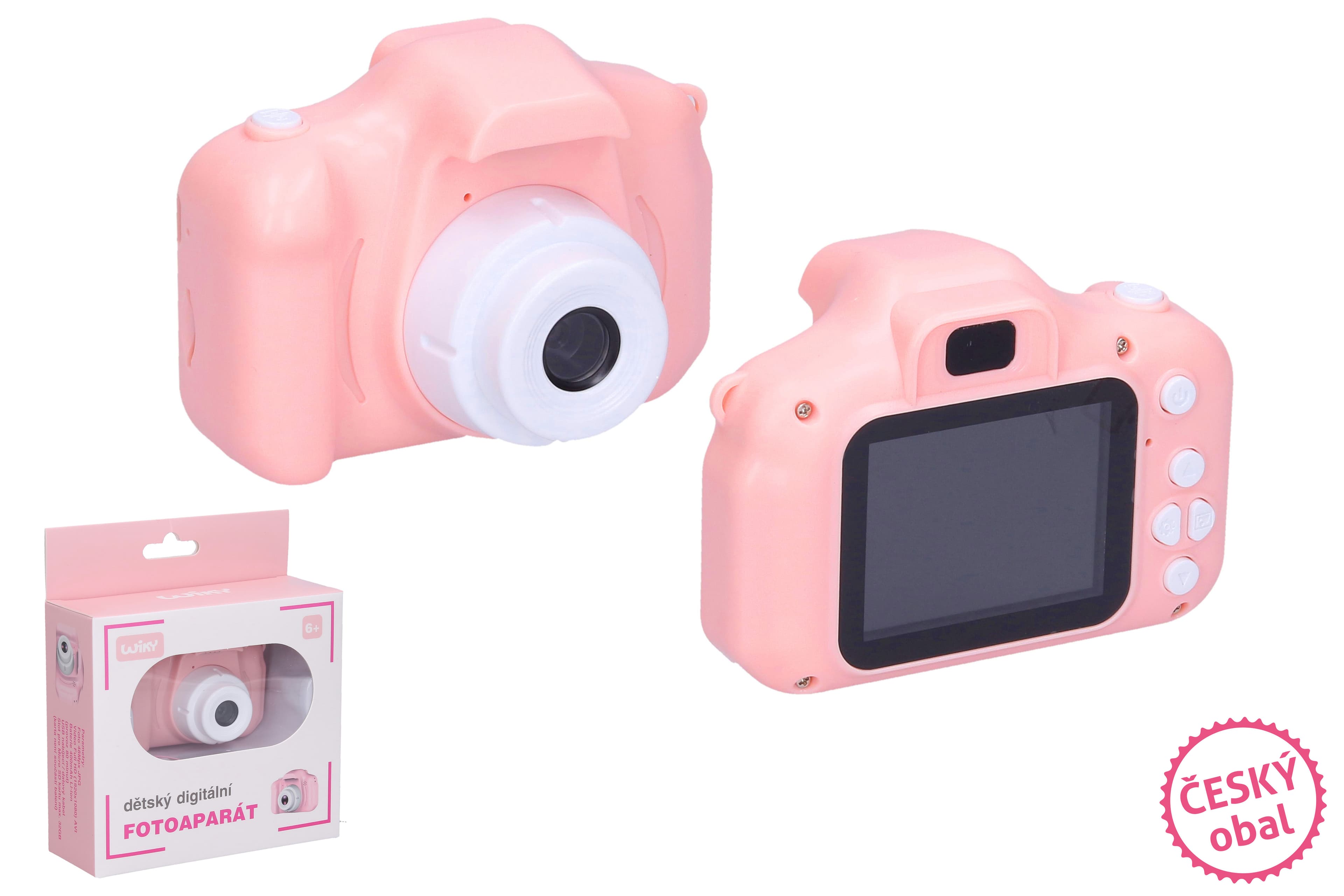Dětský digitální fotoaparát růžový - foto 48Mpx, video Full HD - český obal