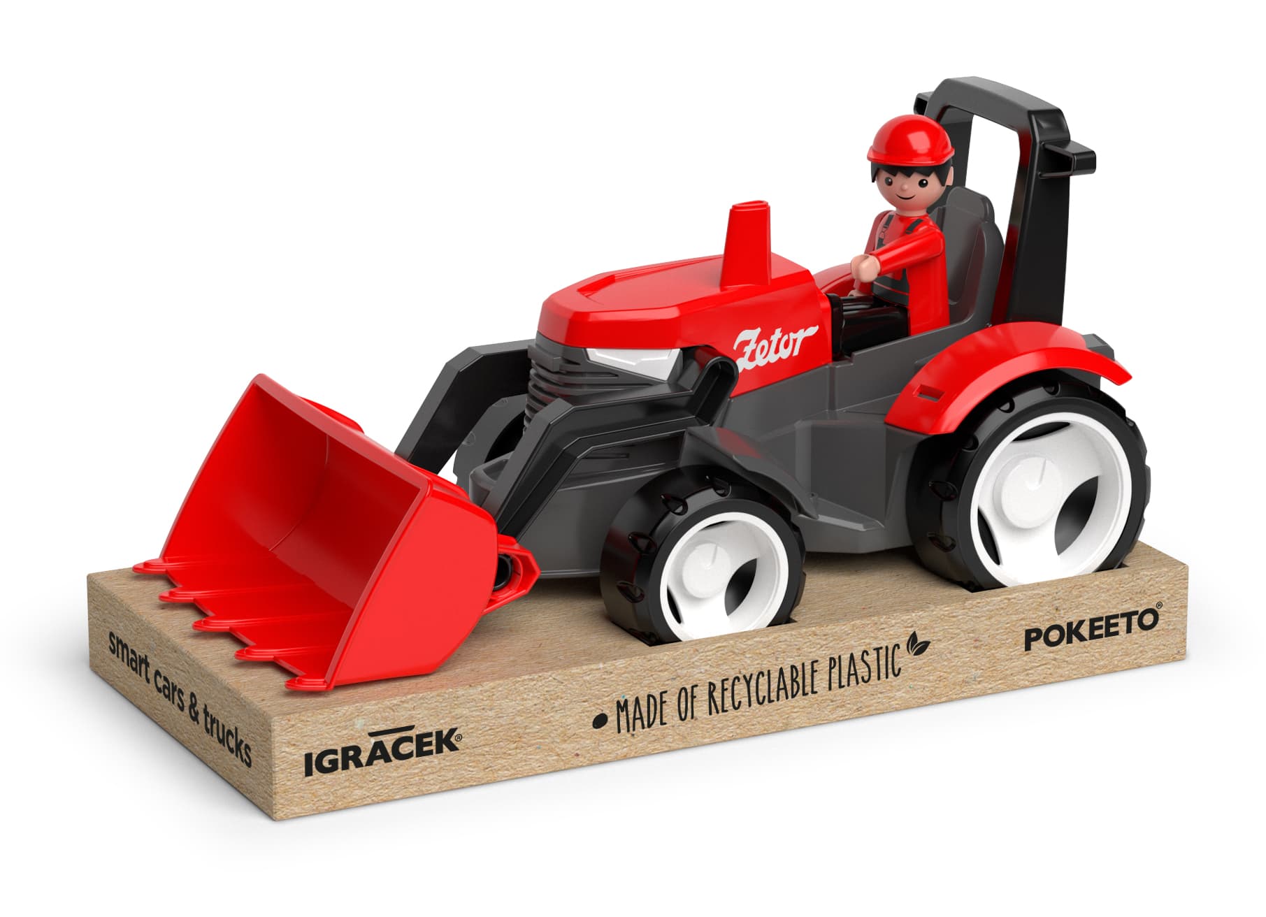 ECO MultiGO Červený traktor Zetor s radlicí, figurka Igráček