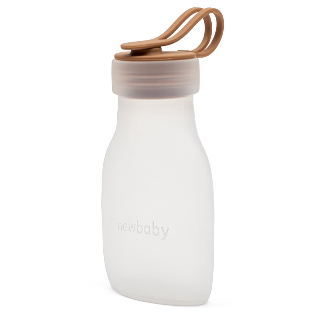 Lahvička na mléko silikonová New Baby hnědá 15cm